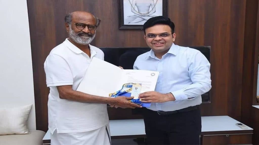 Jai Shah Presents Golden Ticket to Superstar Rajinikanth for the World Cup