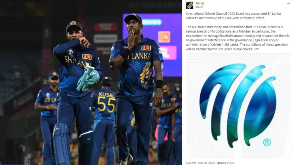 BREAKING: Membership of the Sri Lanka Cricket Board suspended; cannot play in any ICC tournament.