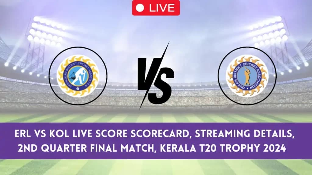 ERL vs KOL Live Score, DCA Eranakulam vs DCA Kollam Live Cricket Score, 2nd Quarter Final T20 Match, Kerala T20 Trophy, 2024