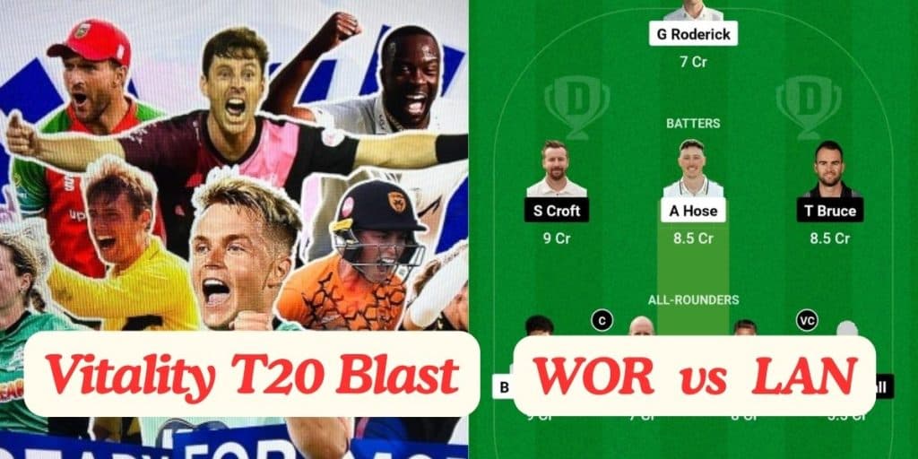 WOR vs LAN Dream11 Prediction, Dream11 Team, Pitch Report & Player Stats, North Group T20 Match, English T20 Blast, 2024