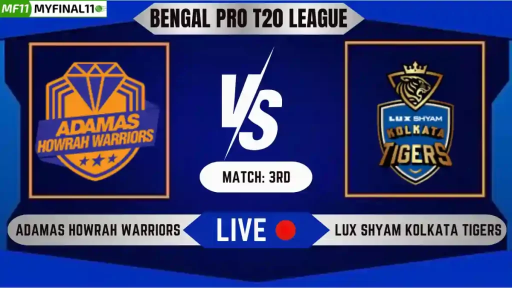 AHW vs LSKT Live Score, Bengal Pro T20 League, 2024, Adamas Howrah Warriors vs Lux Shyam Kolkata Tigers Live Cricket Score & Commentary – 3rd Match