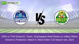 CRD vs TVH Dream11 Prediction, Playing11, Pitch report & Fantasy Cricket Tips, Nature Isle T10, 2024, Match 9
