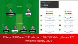 PEA vs RUB Dream11 Prediction, Pitch Report, and Player Stats, 19th Match, Kerala T20 Women Trophy, 2024