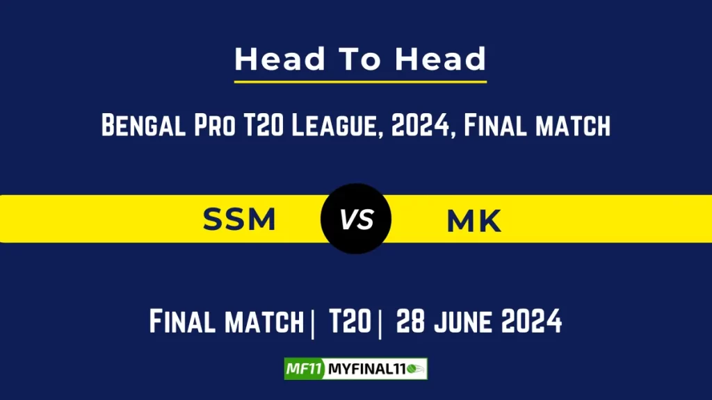 SSM vs MK Player Battle, Head to Head Team Stats, Team Record – Bengal Pro T20 League, 2024