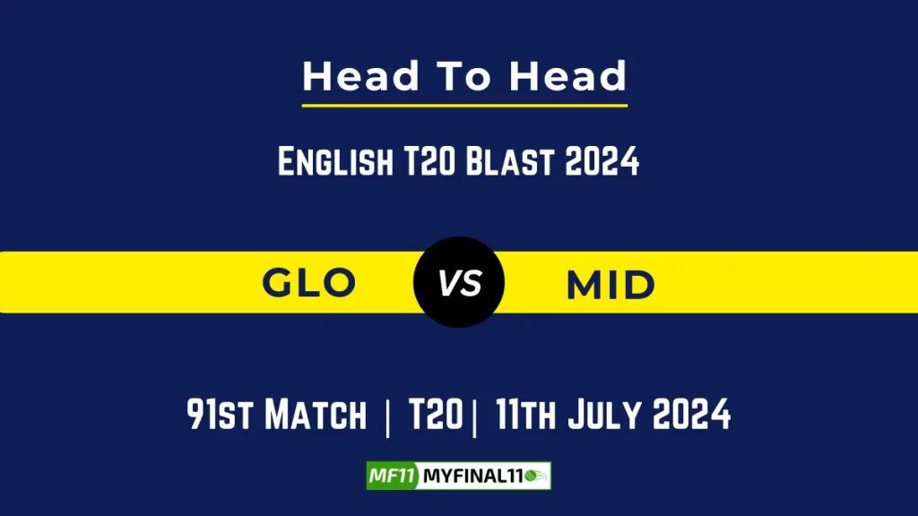 GLO vs MID Player Battle Head to Head Player Stats/Record, English T20 Blast 2024 – 91st Match
