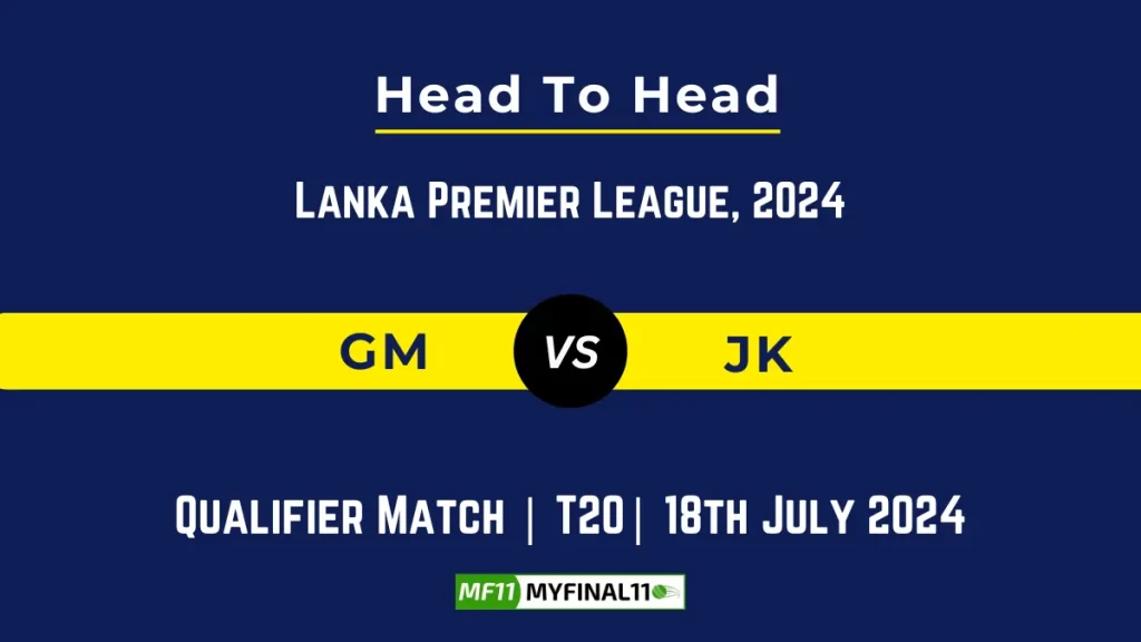 GM vs JK Player Battle Head to Head Player Stats/Record, Lanka Premier League, 2024 – Qualifier 1 Match