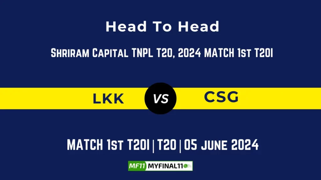 LKK vs CSG Player Battle, Head to Head Team Stats, Player Record – Shriram Capital TNPL T20, 2024