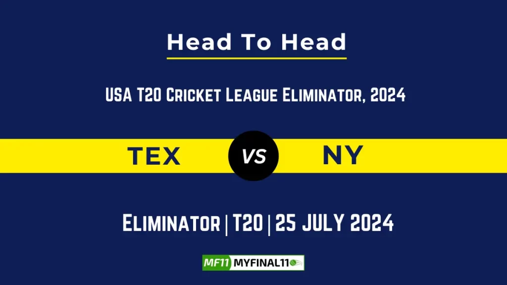 TEX vs NY Player Battle, Head to Head Team Stats, Player Record – USA T20 Cricket League, 2024