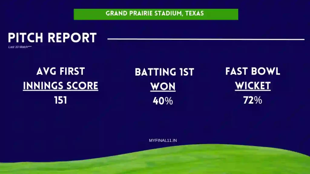 TEX vs WAS Pitch Report For Grand Prairie Stadium, Texas – USA T20 Cricket League 2024