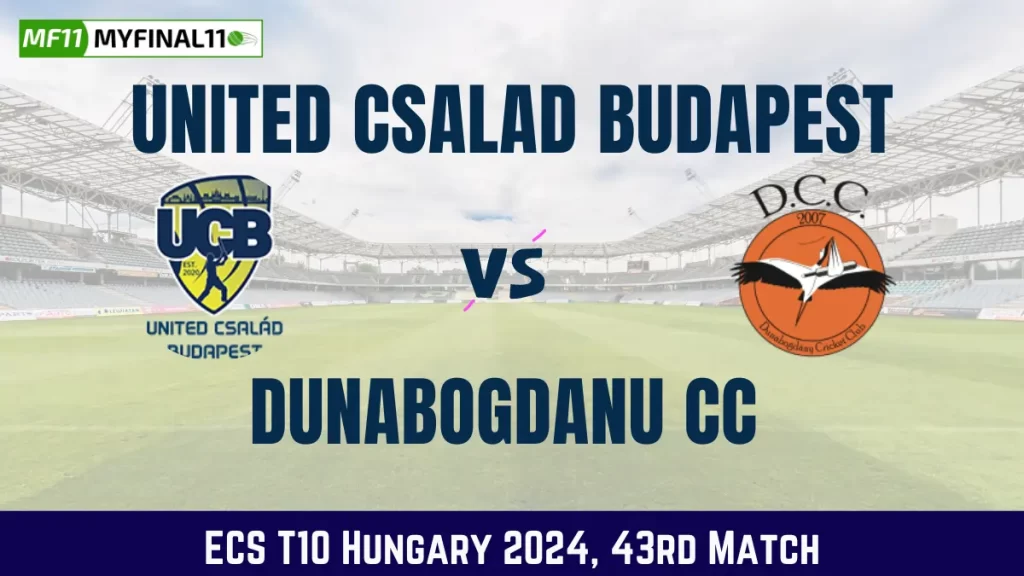 UCB vs DCC Dream11 Prediction Today 43rd Match, Pitch Report, and Player Stats, ECS T10 Hungary, 2024