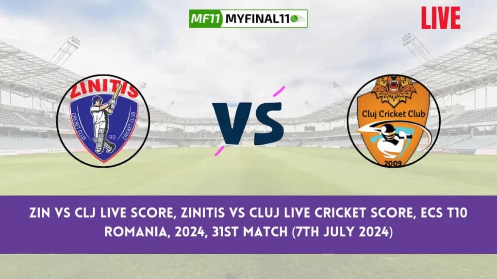 ZIN vs CLJ Live Score, Scorecard, ECS T10 Romania Live 31st Match, Zinitis vs Cluj Live Cricket Score 2024