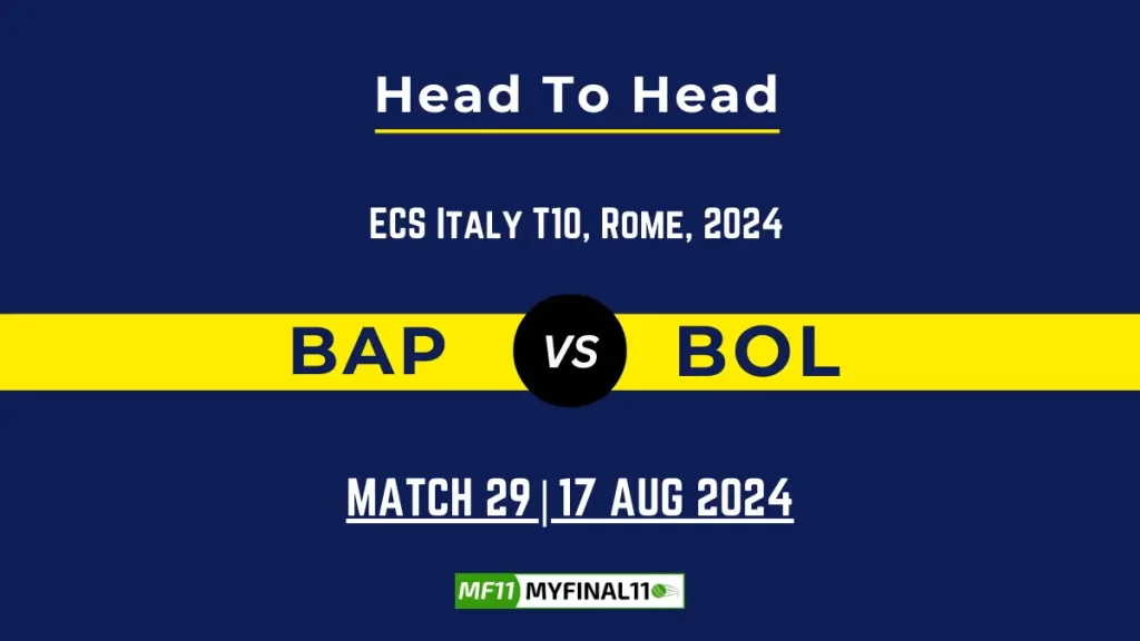 BAP vs BOL Player Battle, Head to Head Team Stats, Player Record – ECS Italy T10, 2024