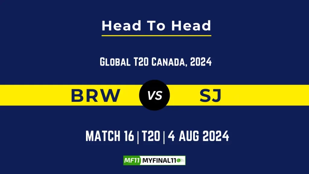 BRW vs SJ Player Battle, Head to Head Team Stats, Player Record – GT20 Canada, 2024