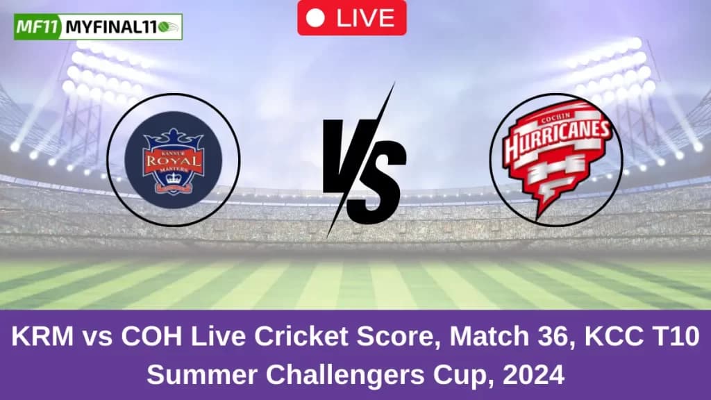 KRM vs COH Live Score: Scorecard, Ball by Ball Commentary – Match 36, KCC T10 Summer Challengers Cup