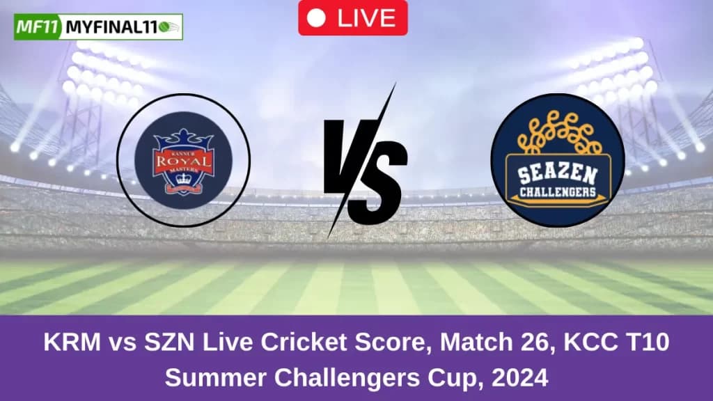 KRM vs SZN Live Score: Scorecard, Ball by Ball Commentary – Match 26, KCC T10 Challengers Cup 2024