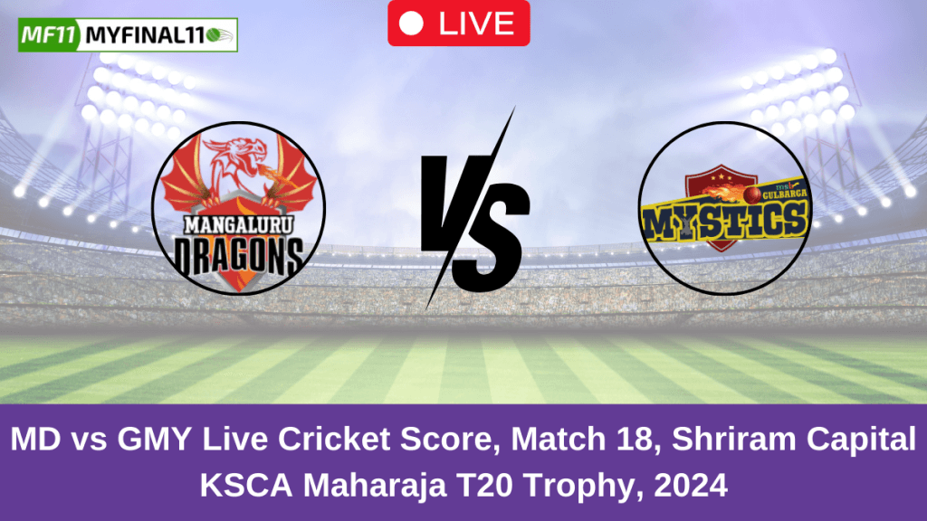 MD vs GMY Live Score: Scorecard, Ball by Ball Commentary – Match 18, Maharaja T20 Trophy