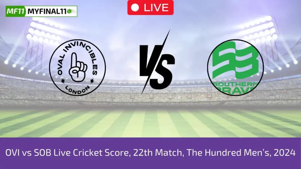 OVI vs SOB Live Score: Scorecard, Ball by Ball Commentary – 22nd Match, The Hundred Men, 2024