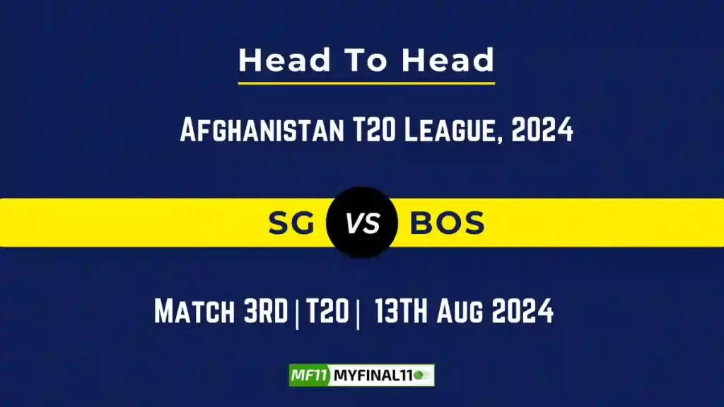 SG vs BOS Player Battle, Head to Head Team Stats, Player Record – Afghanistan T20 League, 2024