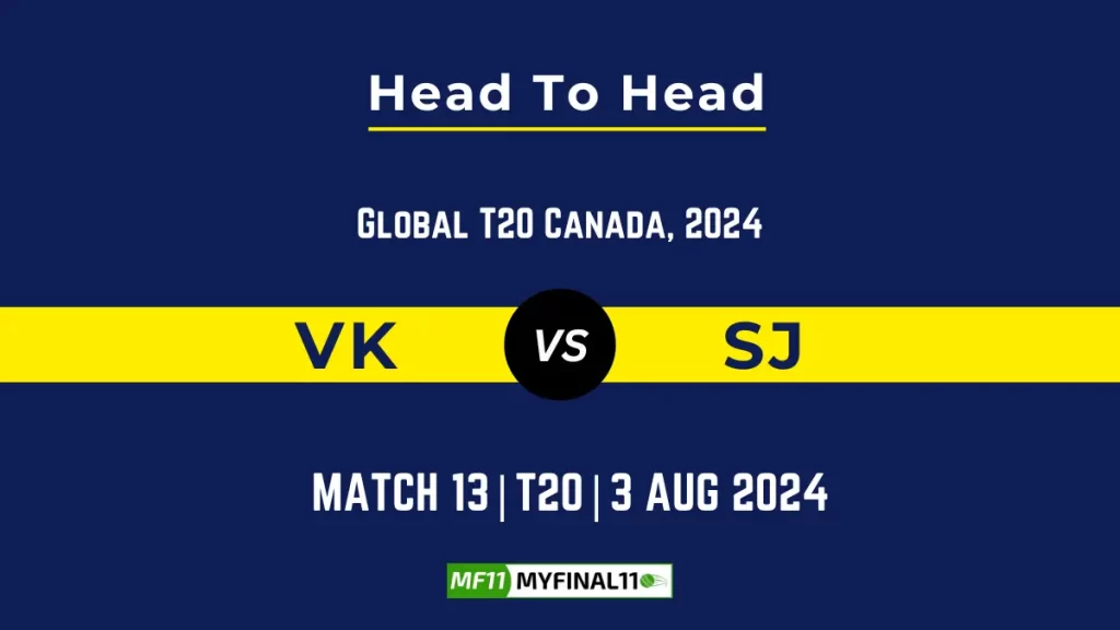 VK vs SJ Player Battle, Head to Head Team Stats, Player Record – GT20 Canada, 2024