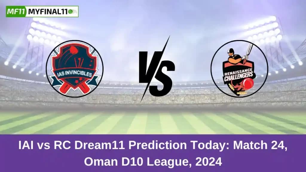 IAI vs RC Dream11 Prediction Today: Match 24 Pitch Report, and Key Player | Oman D10 League 2024
