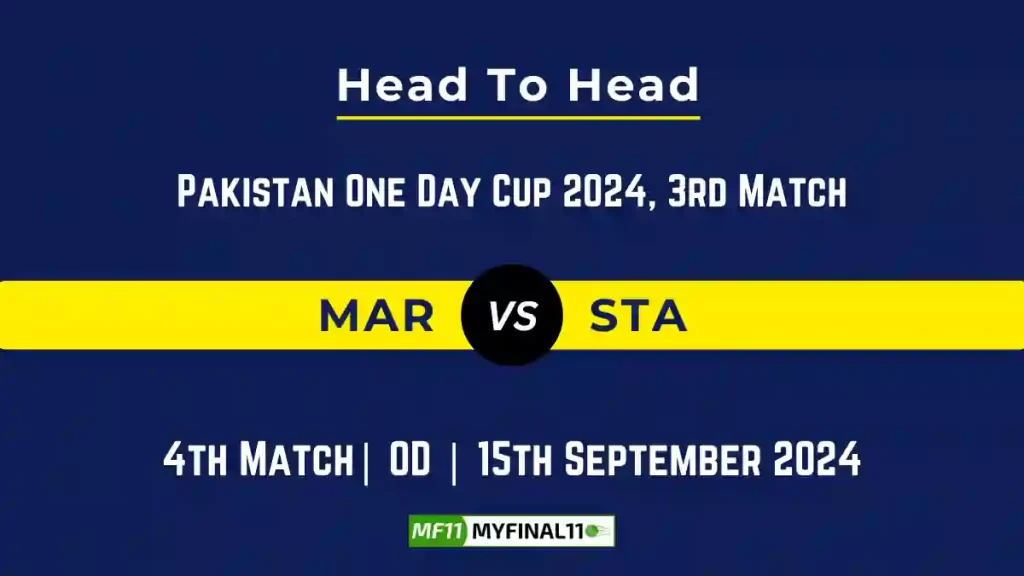 MAR vs STA Player Battle, Head to Head Team Stats, Team Record – Pakistan One Day Cup, 2024
