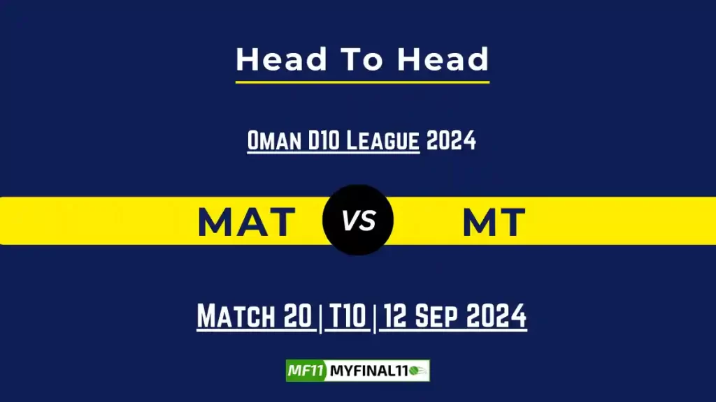 MAT vs MT Player Battle, Head to Head Team Stats, Player Record: Oman D10 League- Match 20