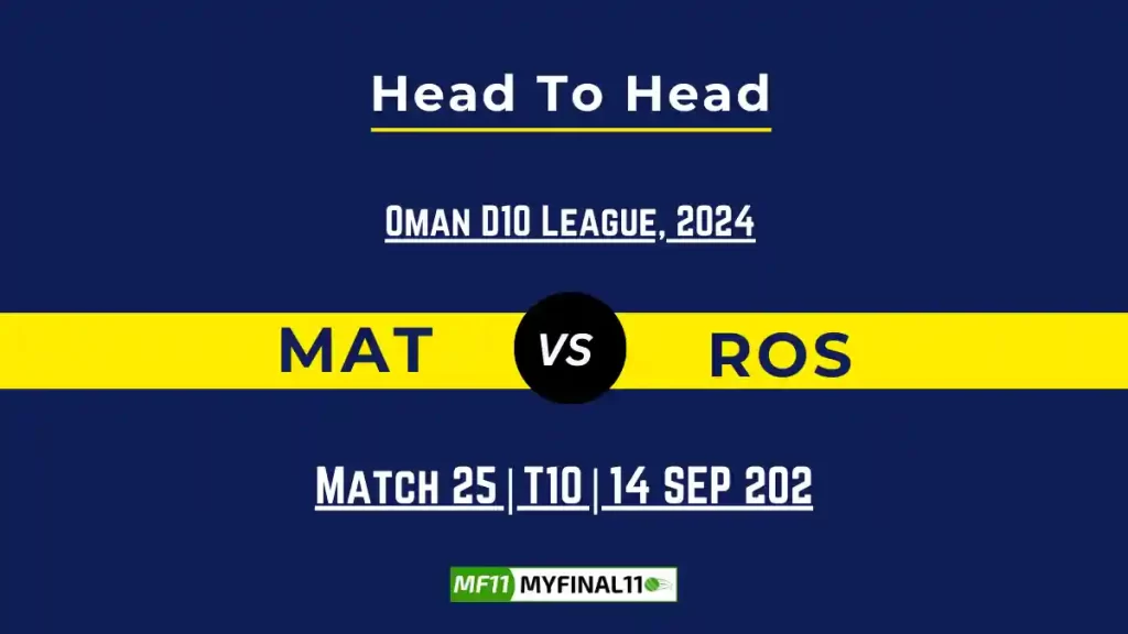 MAT vs ROS Player Battle, Head to Head Team Stats, Player Record: Oman D10 League- Match 25