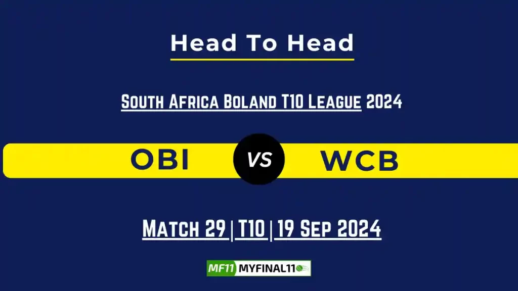 OBI vs WCB Player Battle, Head to Head Team Stats, Player Record: South Africa Boland T10 League – Match 29