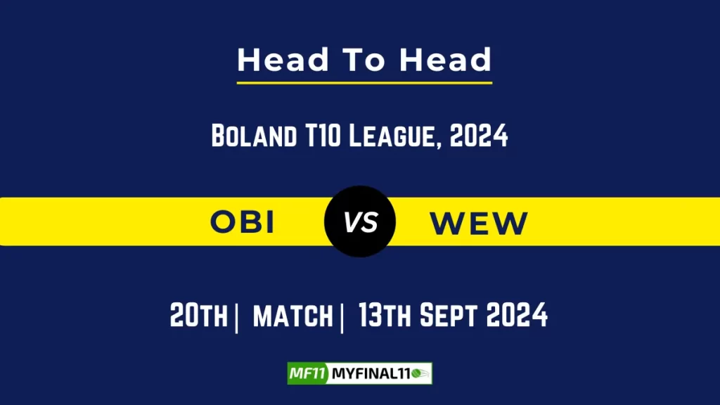 OBI vs WEW Player Battle, Head to Head Team Stats, Player Record: South Africa Boland T10 League – Match 20