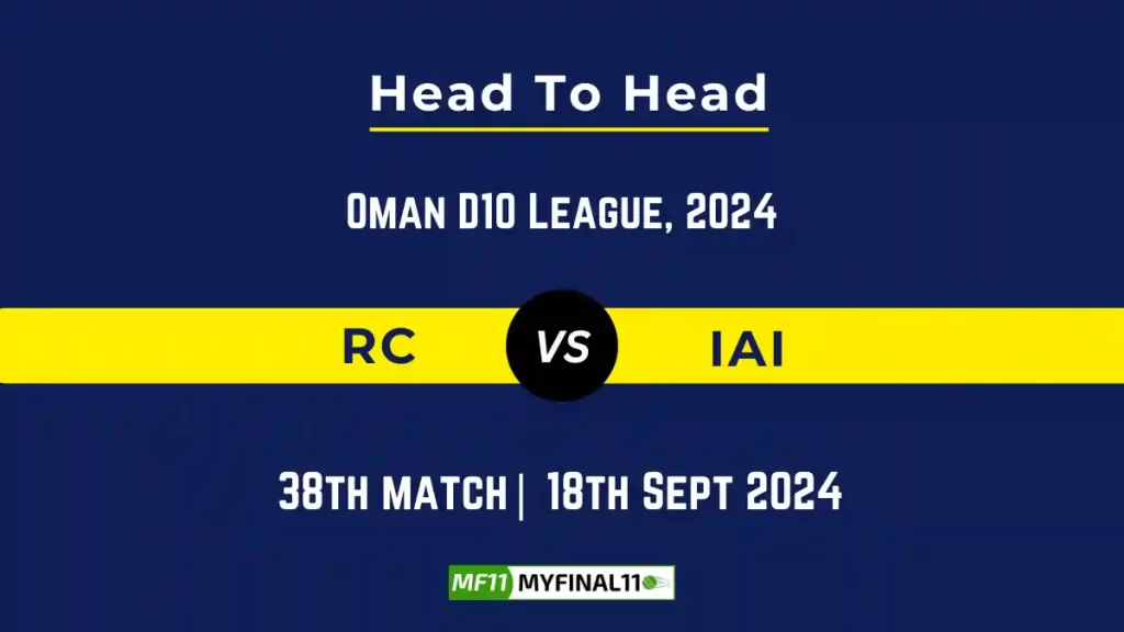 RC vs IAI Player Battle, Head to Head Team Stats, Player Record: Oman D10 League- Match 38