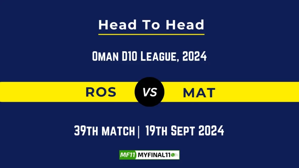 ROS vs MAT Player Battle, Head to Head Team Stats, Player Record: Oman D10 League- Match 39