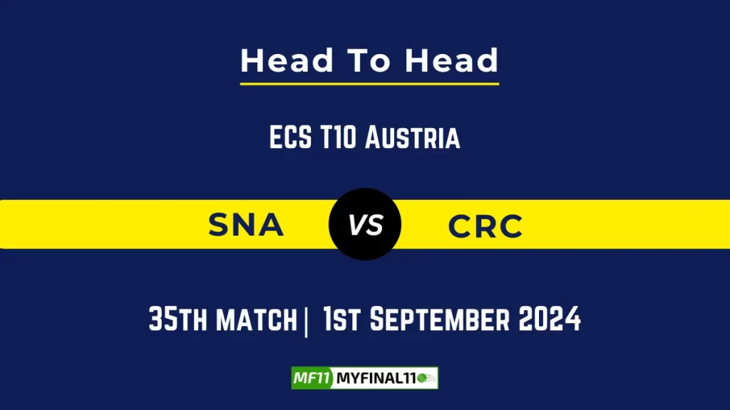 SNA vs CRC Player Battle, Head to Head Team Stats, Player Record: ECS T10 Austria – Match 35