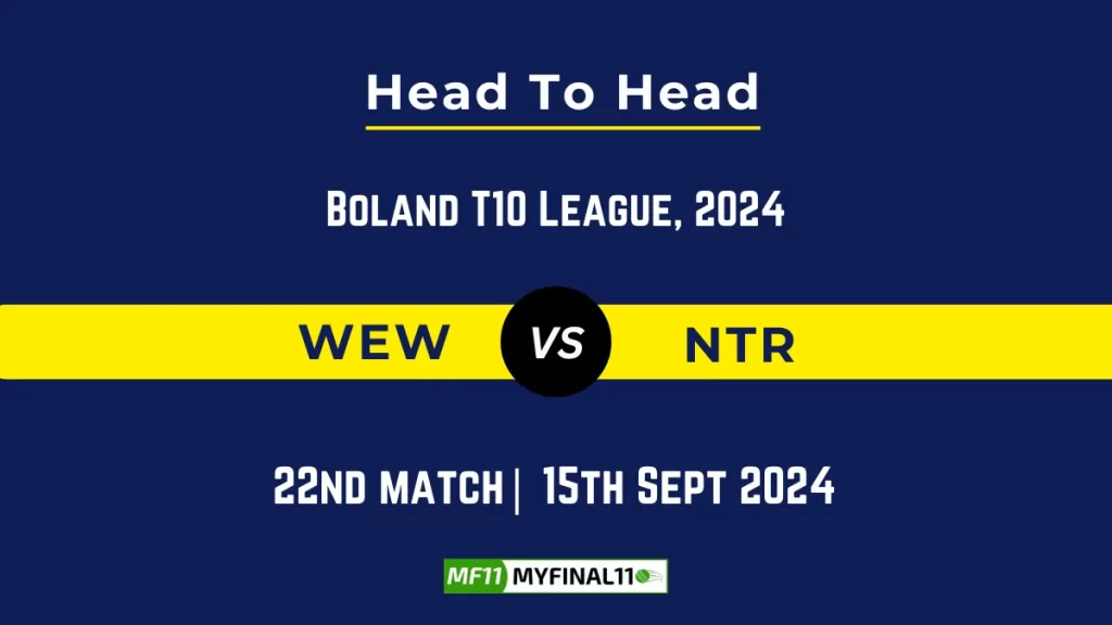 WEW vs NTR Player Battle, Head to Head Team Stats, Player Record: South Africa Boland T10 League – Match 22