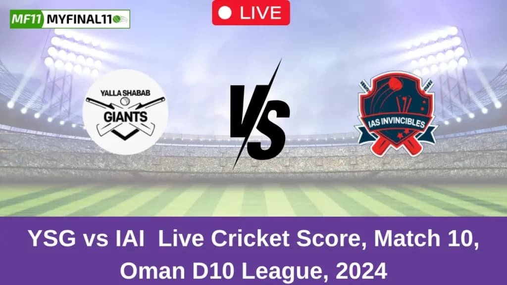 YSG vs IAI Live Score: Scorecard, Ball by Ball Commentary – Match 10, Oman D10 League