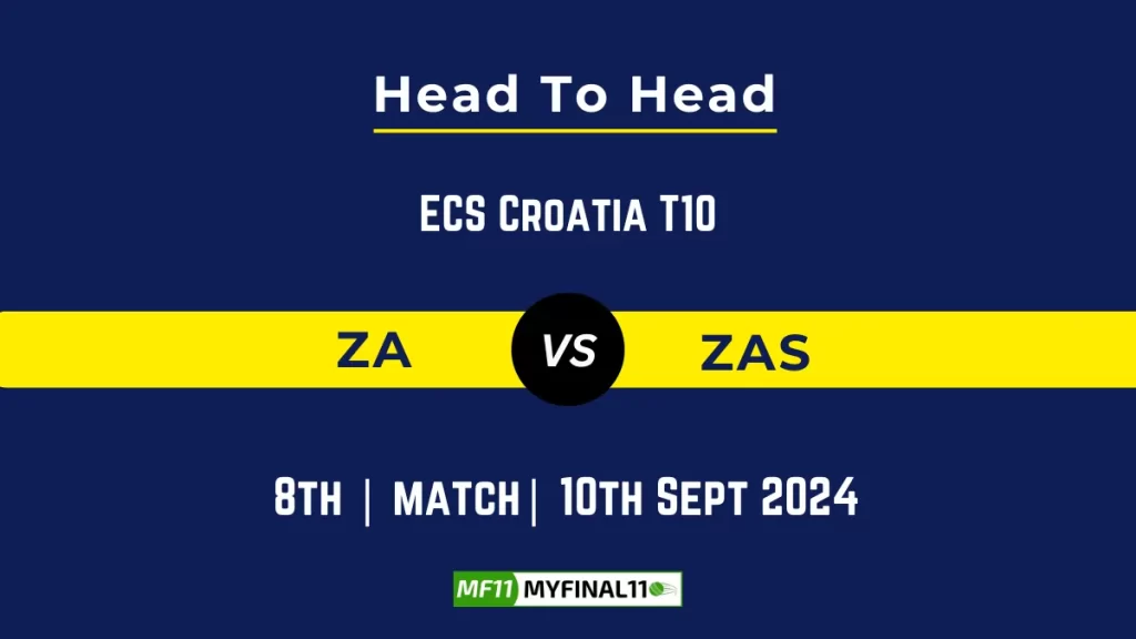 ZA vs ZAS Player Battle, Head to Head Team Stats, Player Record: ECS T10 Croatia, 2024- 8th Match