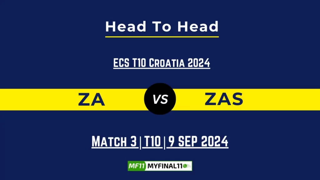 ZA vs ZAS Player Battle, Head to Head Team Stats, Player Record: ECS T10 Croatia, 2024- 3rd Match