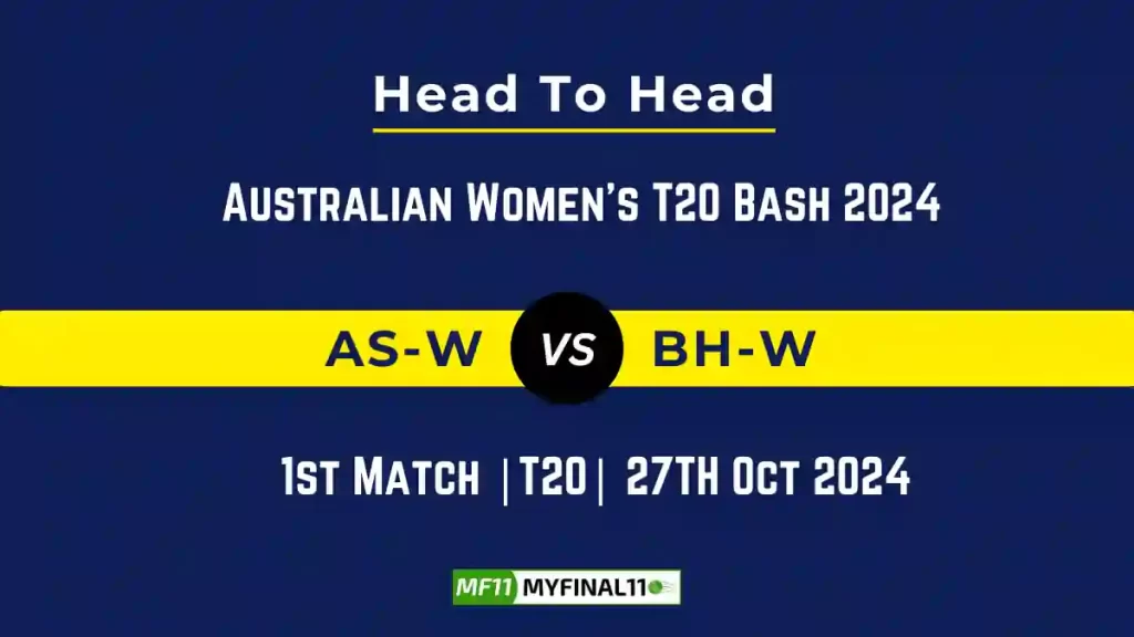 AS-W vs BH-W Player Battle, Head to Head Team Stats, Team Record – Australian Women’s T20 Bash 2024