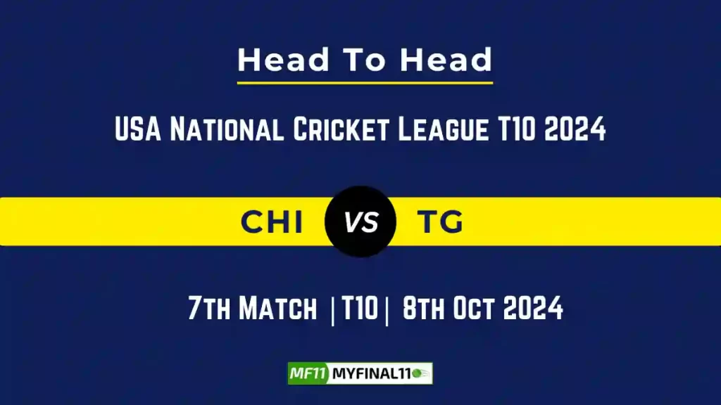 CHI vs TG Player Battle, Head to Head Team Stats, Team Record – USA National Cricket League T10 2024