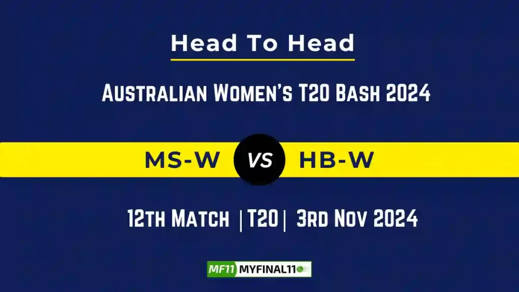 MS-W vs HB-W Player Battle, Head to Head Team Stats, Team Record – Australian Women’s T20 Bash 2024