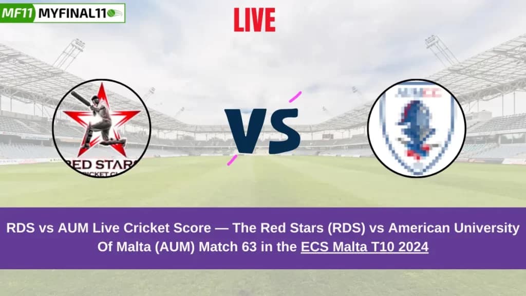 RDS vs AUM Live Score: Scorecard, Ball by Ball Commentary – Match 63, ECS Malta T10 2024