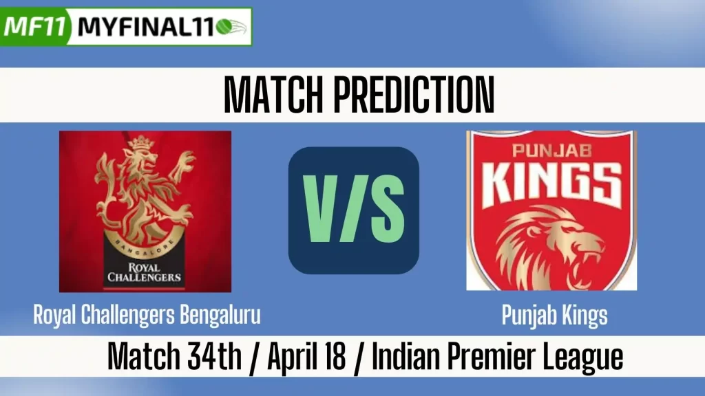 RCB vs PBKS Today Match Prediction Win Prediction, Top Batter and Bowler Tips by MyFinal11