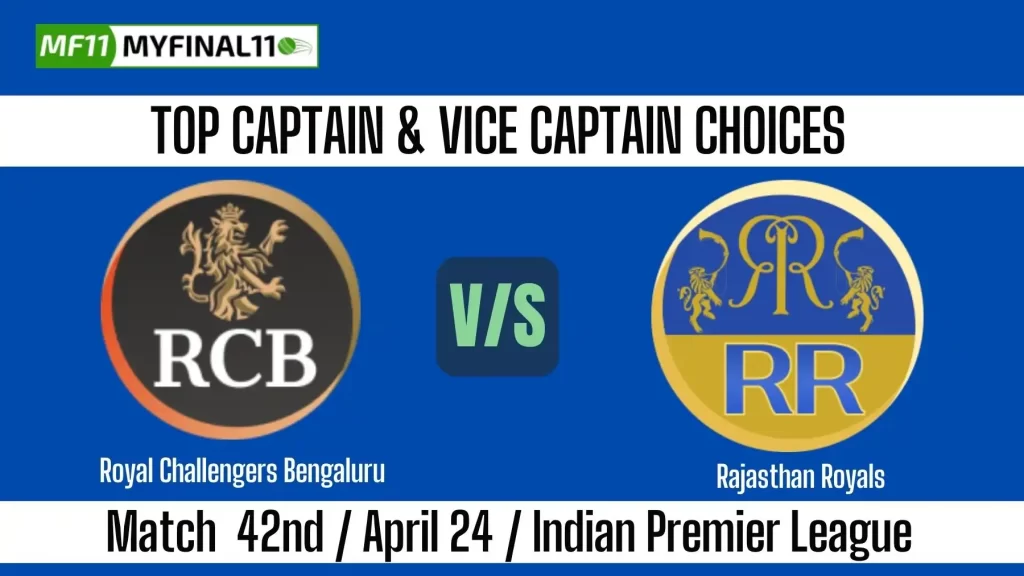 RCB vs RR Top 3 Captain and Vice-Captain Pick for 42nd Match – IPL 2025