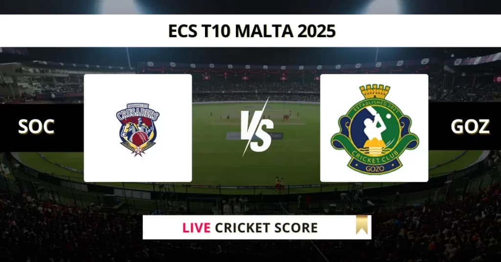 SOC vs GOZ Live Score: Scorecard, Ball by Ball Commentary – Match 3, ECS T10 Malta 2025