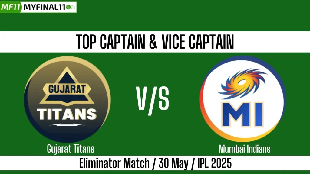 GT vs MI Top 3 Captain and Vice-Captain Pick for Eliminator Match – IPL 2025