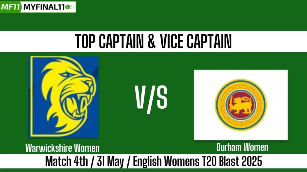 WAR-W vs DUR-W Top 3 Captain and Vice-Captain Pick for 4th T20 Match – English Womens T20 Blast 2025