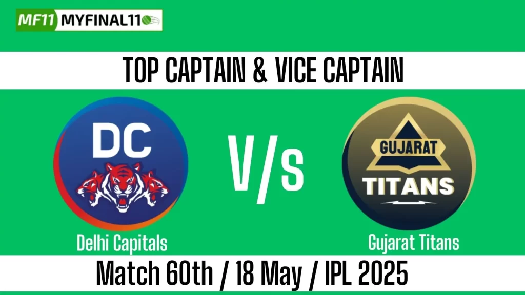 DC vs GT Top 3 Captain and Vice-Captain Pick for 60th Match – IPL 2025