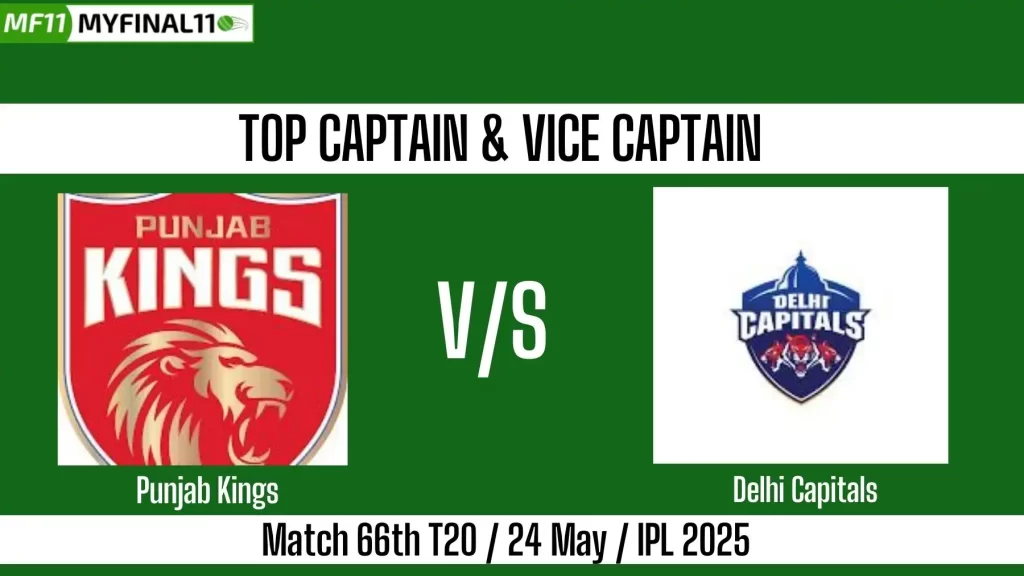 PBKS vs DC Top 3 Captain and Vice-Captain Pick for 66th Match – IPL 2025
