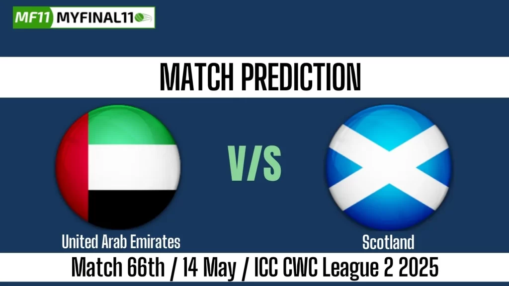 UAE vs SCO Who will win, 66th Match of ICC CWC League 2 by MyFinal11