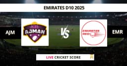 AJM vs EMR Live Score: Scorecard, Ball by Ball Commentary – Match 38, Emirates D10 2025