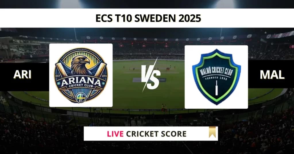 ARI vs MAL Live Score: Scorecard, Ball by Ball Commentary – Match 11, ECS T10 Sweden 2025